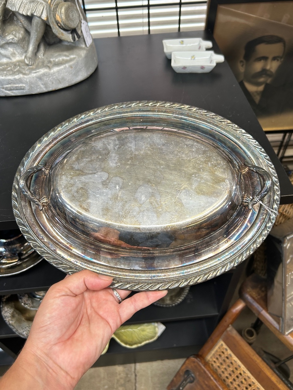 Vintage W.M. Roger’s Silver Plate Oval Serving Tray w/ Lid